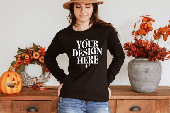 BC 3501 Long Sleeve Fall Mockup 1 – A Graphic Design Asset for Product Mockups
