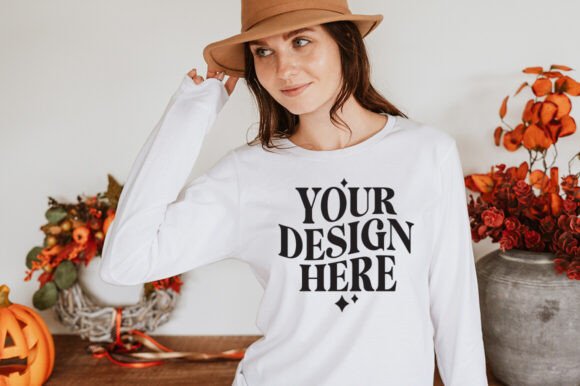 BC 3501 Long Sleeve Fall Mockup 3 – A Versatile Graphics Asset for Product Mockups