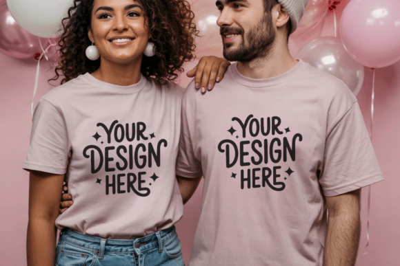 BC3001 Valentine Couple Shirt Mockup 1 for Graphics and Product Mockups