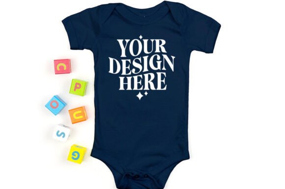 Bella Canvas 100B Bodysuit Mockup Navy for Product Mockups