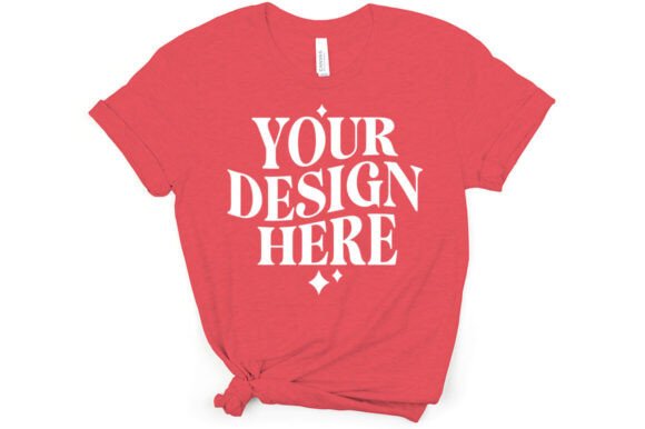Bella Canvas 3001 Heather Red Mockup for Graphics and Product Mockups