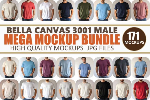 Bella Canvas 3001 Male Mockup Bundle