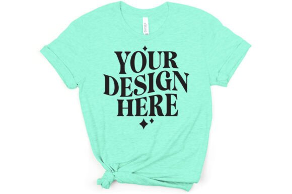 Bella Canvas 3001 Mockup Heather Mint for Product Mockups and Graphics