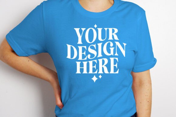 Bella Canvas 3001 Neon Blue Mockup for Product Mockups and Graphics