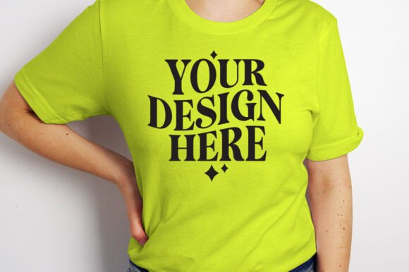 Bella Canvas 3001 Neon Yellow Mockup for Product Mockups and Graphics