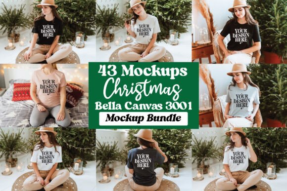Bella Canvas Christmas Mockup Bundle for Product Mockups and Graphics