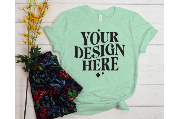 Bella Canvas Heather Prism Mint Mockup for Product Mockups and Graphics