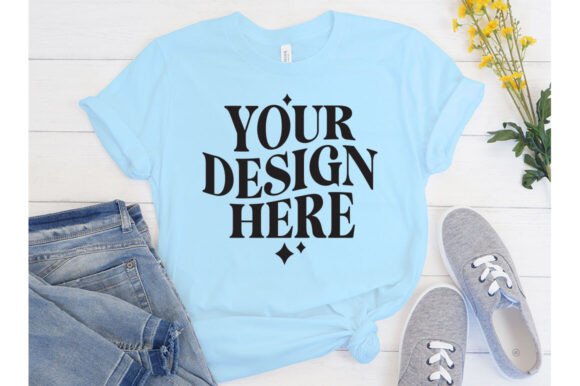 Bella Canvas Ice Blue Mockup for Product Mockups and Graphics
