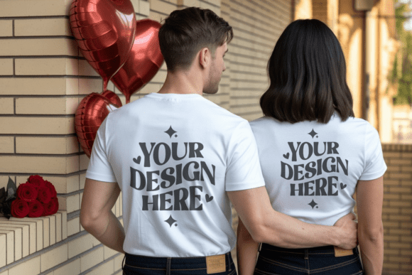 Bella Canvas Valentine Couple Mockup 6 - Product Mockups for Graphics