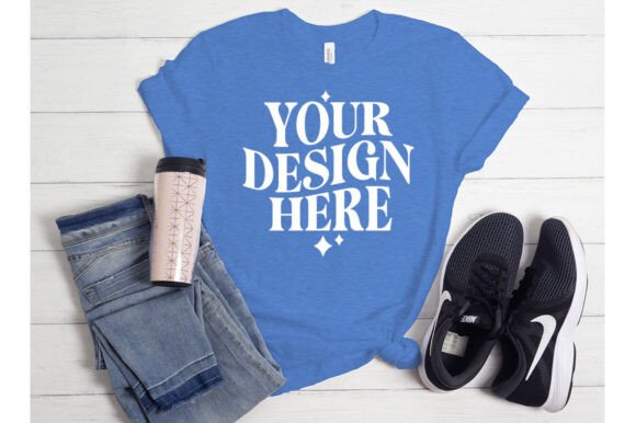 Bella Canvas3001 Heather Columbia Mockup for Product Mockups and Graphics