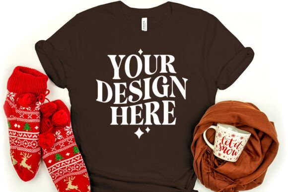 Christmas Bella Canvas 3001 Mockup Brown – A Versatile Graphic Design Asset
