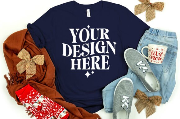 Christmas Bella Canvas 3001 Mockup Navy: A Versatile Graphic Design Asset