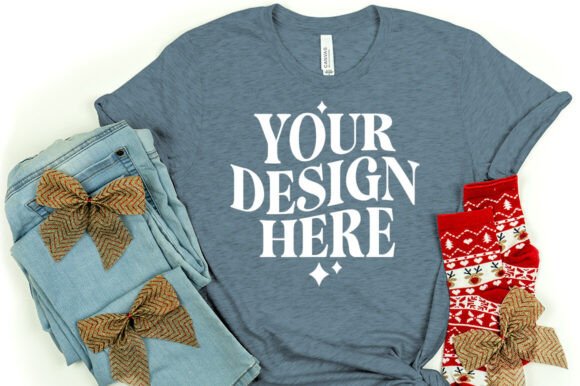 Christmas Bella Canvas 3001 Mockup Slate for Product Mockups and Graphics