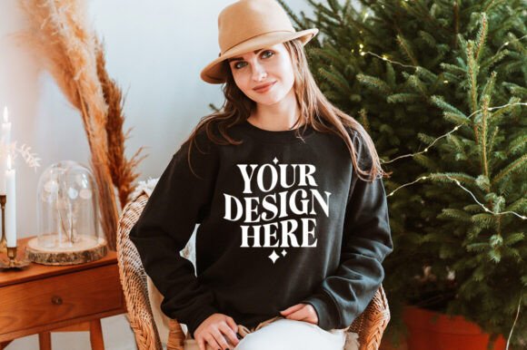 Christmas Gildan 18000 Mockup 1: A Festive Graphic Asset for Handmade Creators