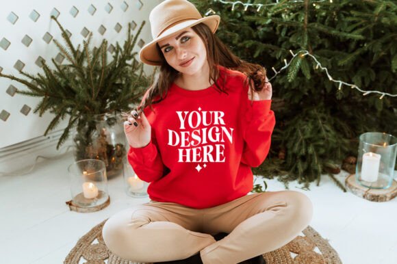 Christmas Gildan 18000 Mockup 3 - A Festive Graphic Asset for Product Mockups