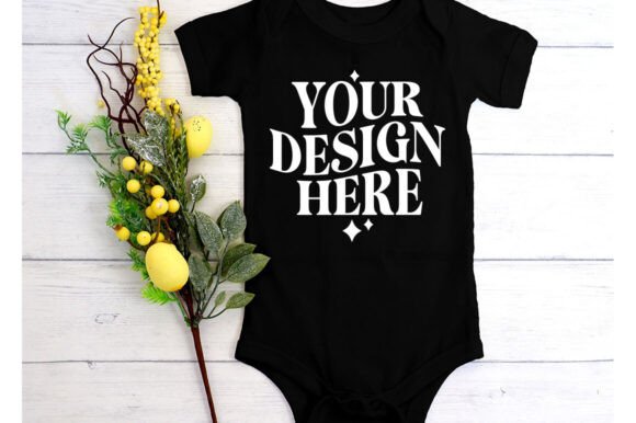 Easter Bella Canvas 100B Mockup Black - A Playful Graphic Mockup for Product Creators