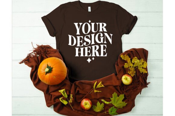 Fall Bella Canvas 3001 Brown Mockup for Product Mockups and Graphics