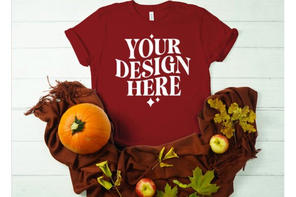 Fall Bella Canvas 3001 Cardinal Mockup for Branding and Marketing