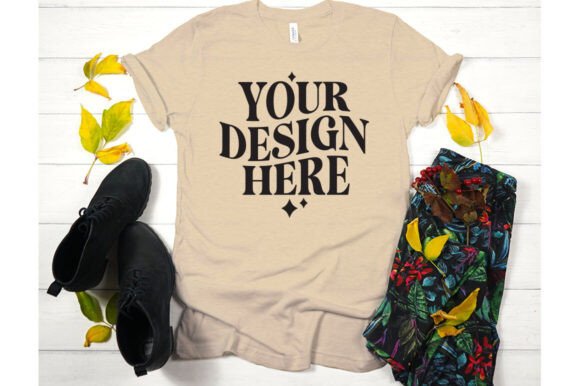 Fall Bella Canvas 3001 Dust Mockup for Product Mockups and Graphics