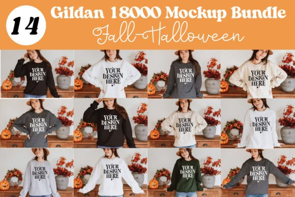 Gildan 18000 Mockup Bundle Fall - Graphics for Product Mockups