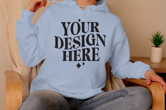 Gildan 18500 Hoodie Light Blue Mockup - Product Mockups for Crafting