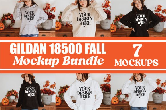 Gildan 18500 Mockup Bundle for Product Mockups and Graphics