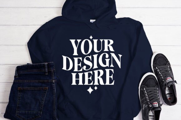 Gildan 18500 Navy Hoodie Mockup - A Must-Have Graphic Asset