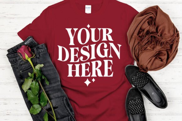 Gildan 64000 Mockup Cardinal Red Graphics
