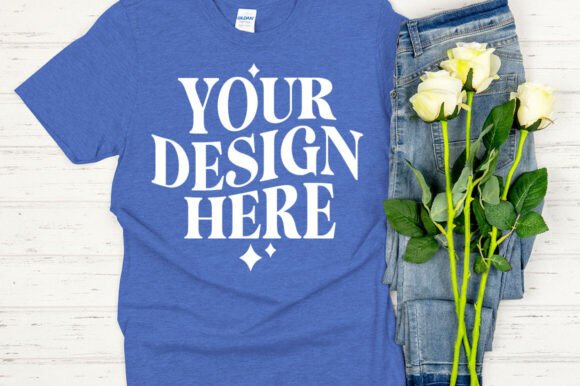 Gildan 64000 Mockup Heather Royal: A Premium Graphic Design Asset for Product Mockups
