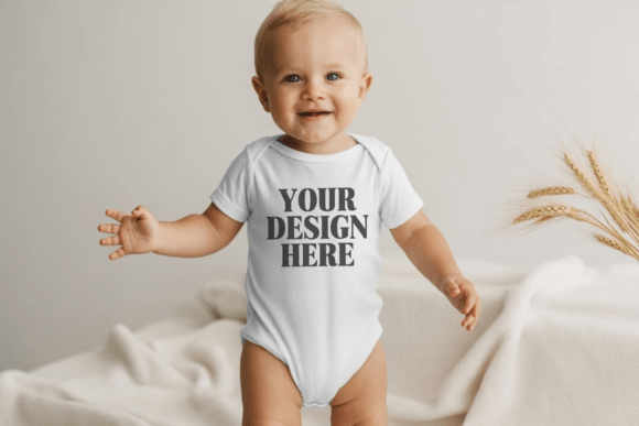 Rabbit Skins 4400 Baby Bodysuit Mockup 2 - Product Mockups for Graphics