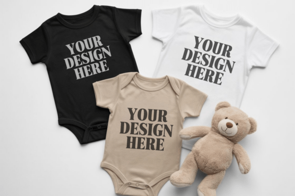Rabbit Skins 4400 Baby Bodysuit Mockup 3 for Product Mockups and Graphics
