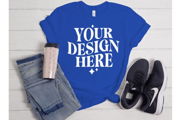Trendy Bella Canvas 3001 Royal Mockup for Graphics and Product Mockups