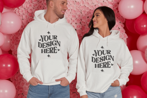 Valentine's Day Couple Shirt Mockup 12 for Product Mockups and Graphics