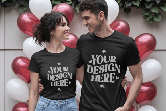 Valentine's Day Couple Shirt Mockup 16: A Graphic Design Asset for Product Mockups