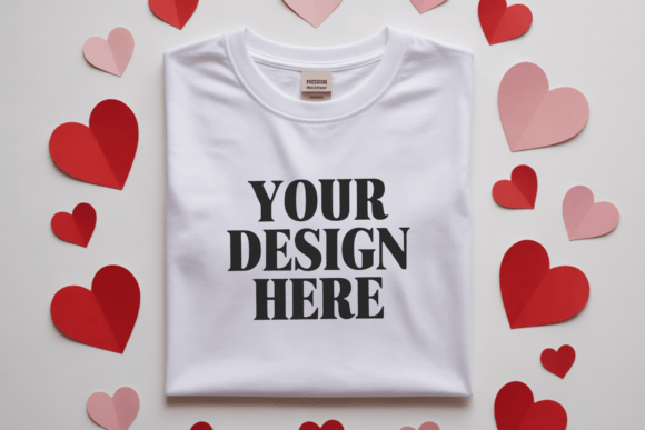 Valentine's Day Flat Lay Shirt Mockup 14 for Product Mockups and Graphics
